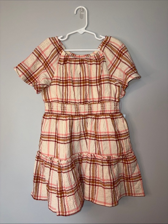 Cat & Jack Other - NWT Cat & Jack Cream and Pink Plaid Smocked Waist Dress Youth S